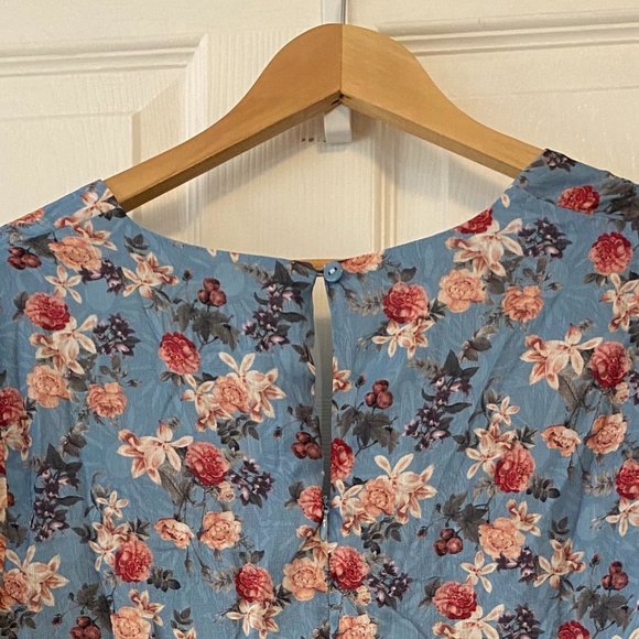 NSR Heidi Rouched Slit Front Dress Floral Blue Sky WOMENS SIZE Large NWT - Picture 7 of 9